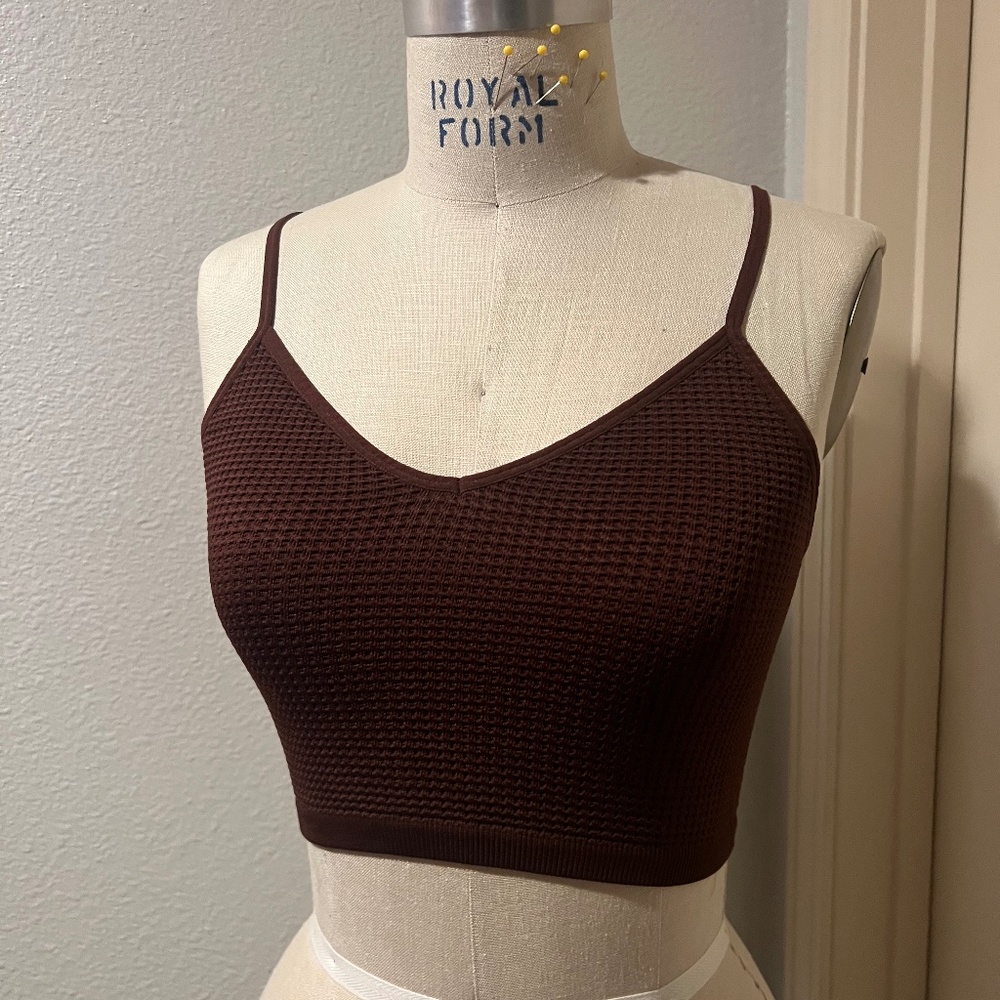 Brown Stretch Crop Tank